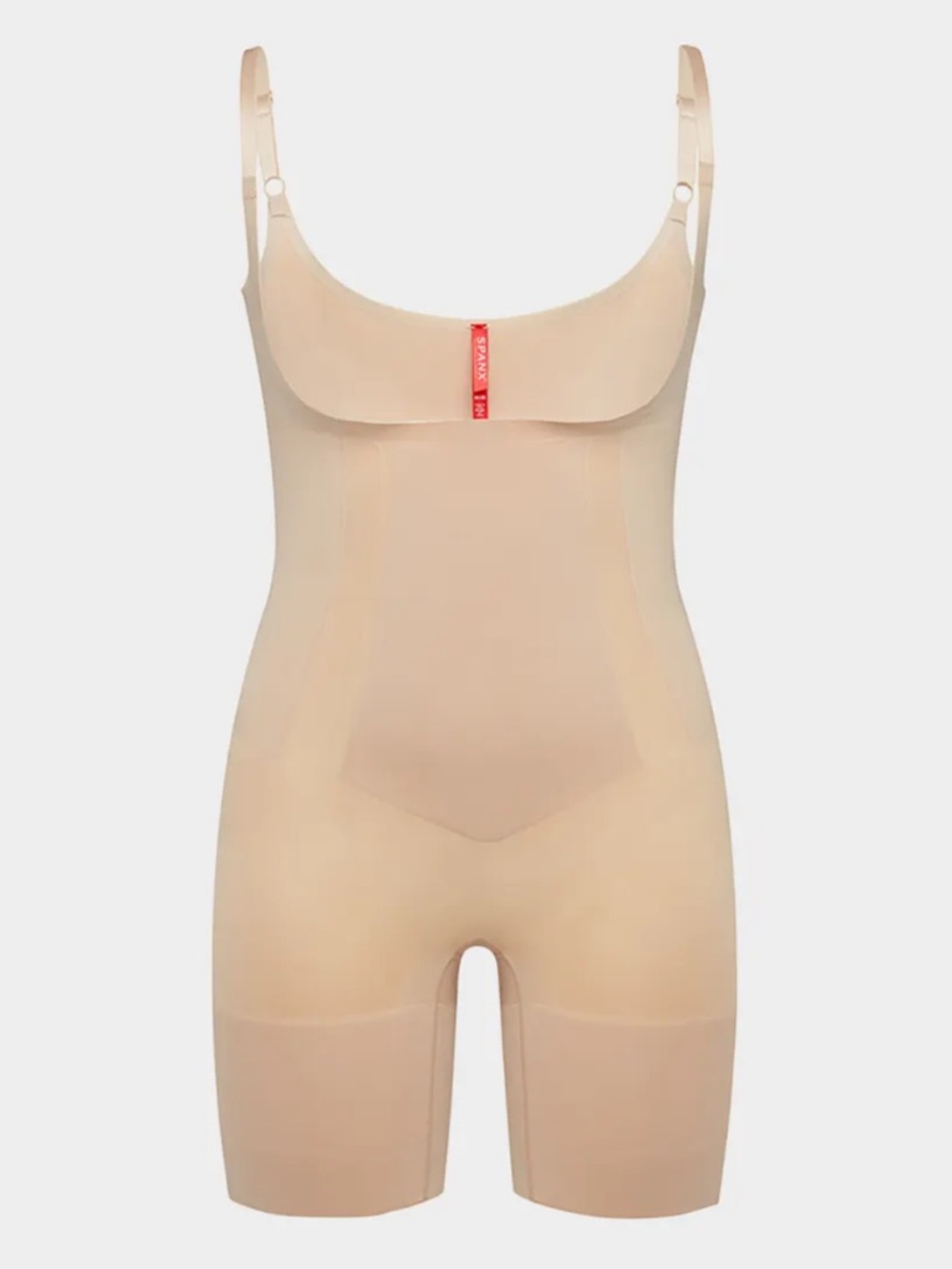 SPANX Open-Bust Mid-Thigh Shaping Bodysuit in Nude